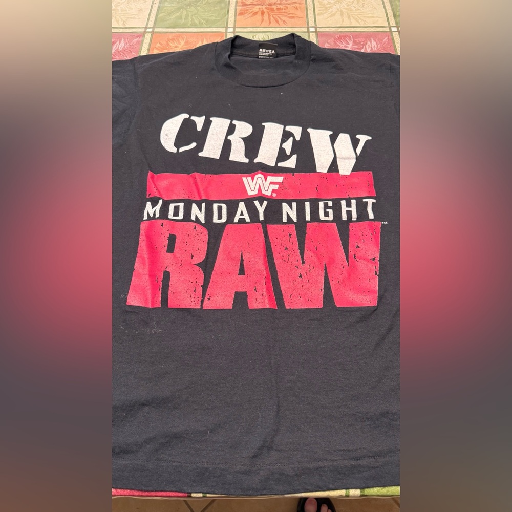 RARE Vintage 1993 WWF Monday Night RAW Crew Shirt Large Medium WWE Undertaker